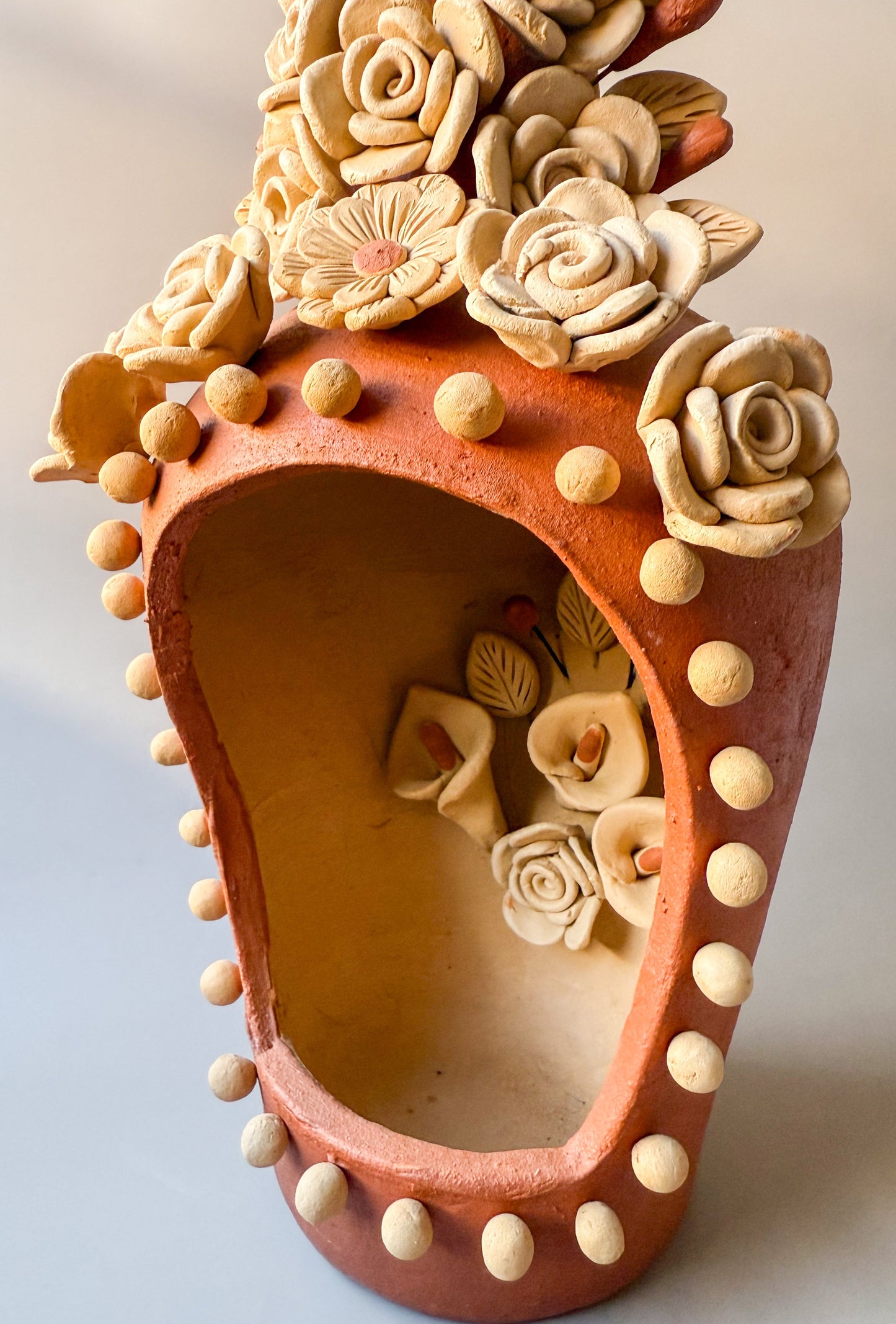 Colores Oaxaca Pottery Large 16" Chimenea Barro Bordado Chimney