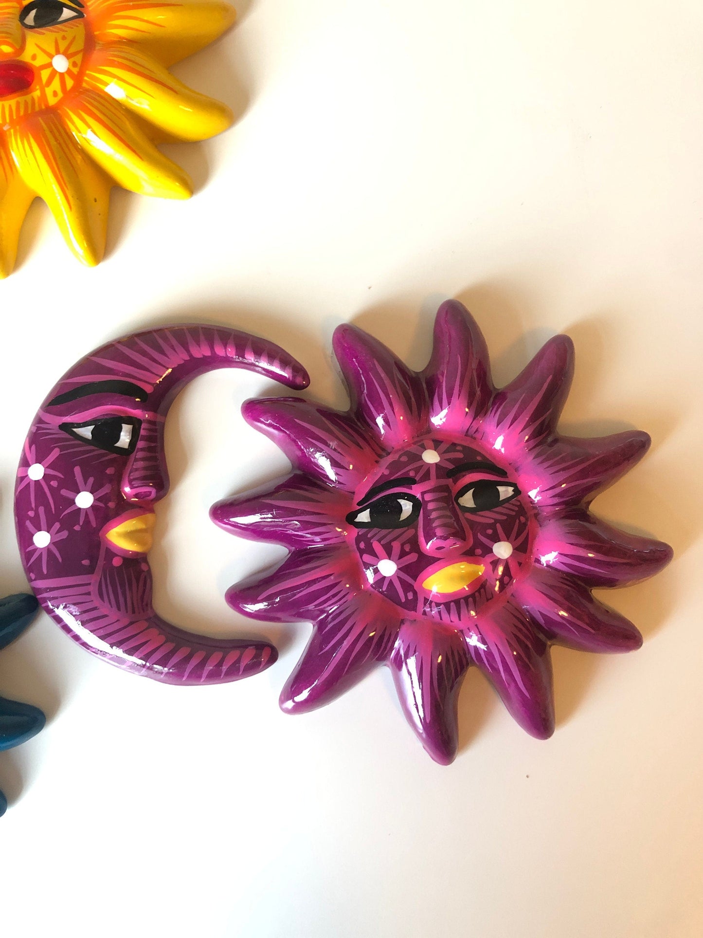 Mini sun moon mexican ceramic garden outside decoration