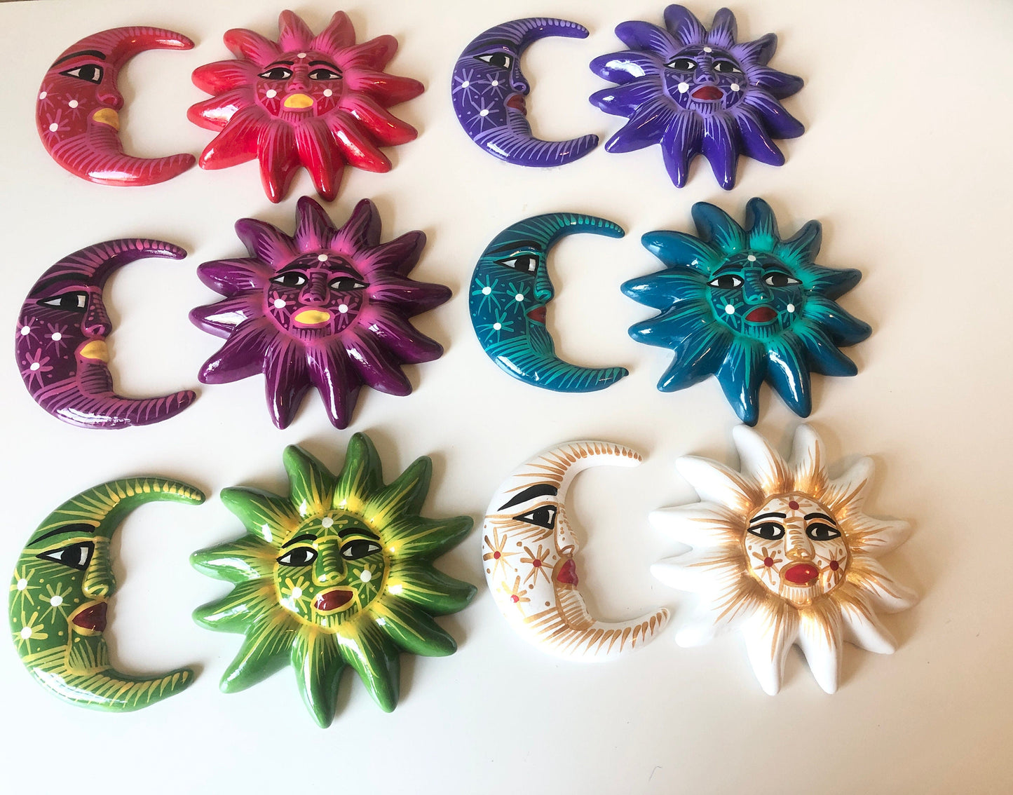 Mini sun moon mexican ceramic garden outside decoration