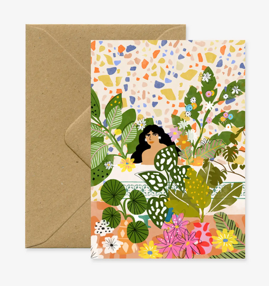 Bathing With Flowers Greeting Card