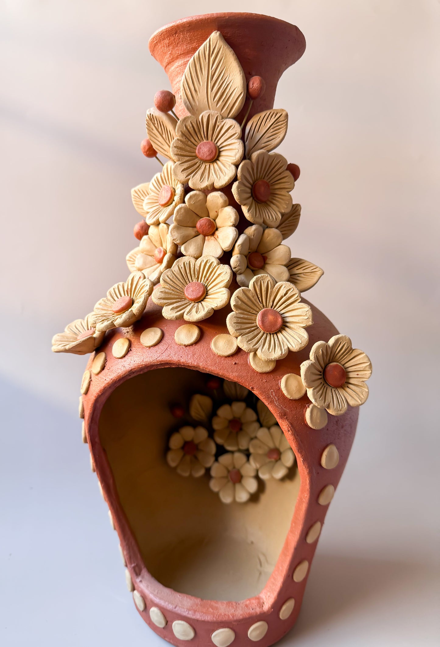 Colores Oaxaca Pottery Large 16" Chimenea Barro Bordado Chimney