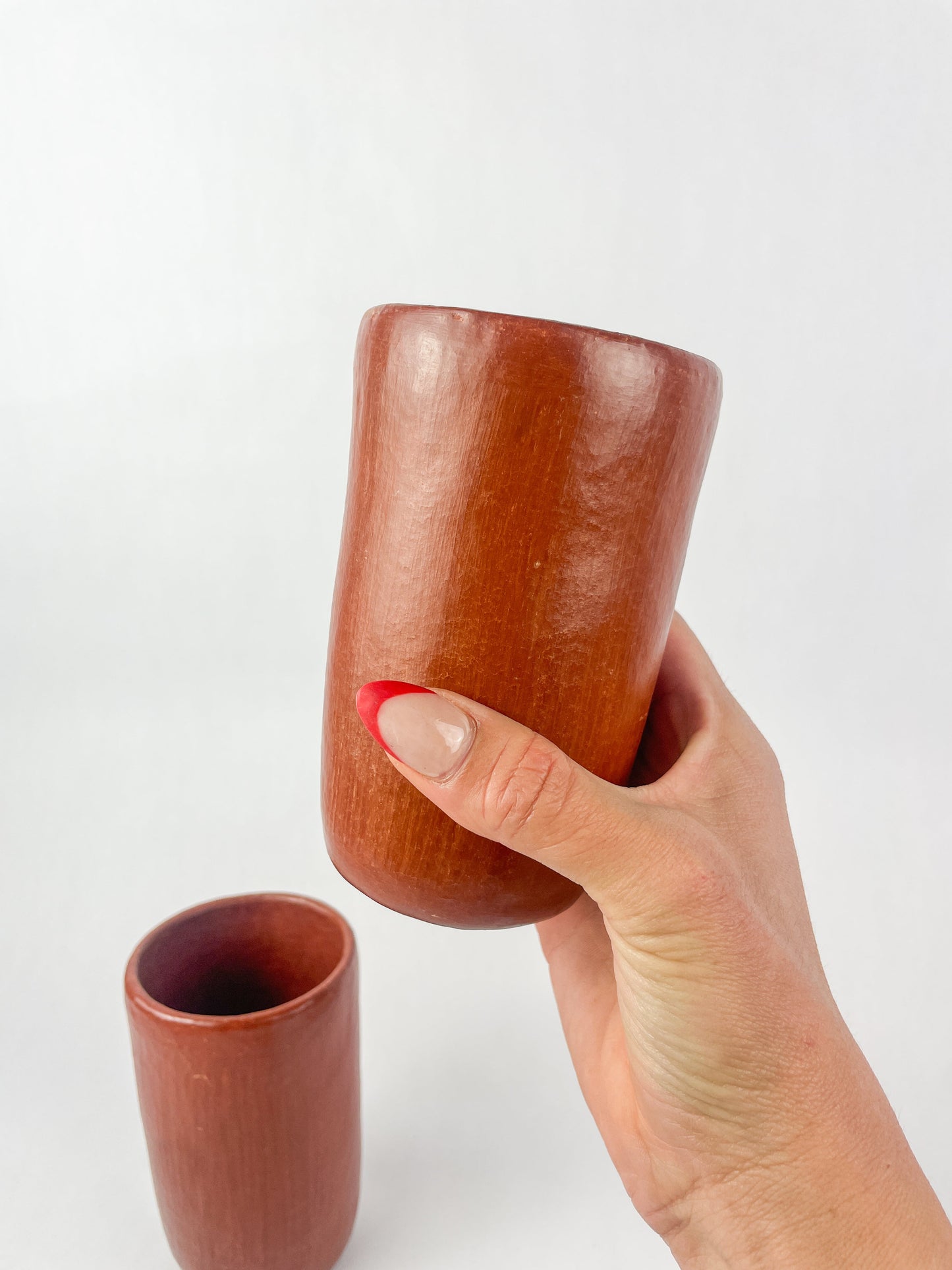 Oaxaca Red Clay Pottery Cups Set of 2 Tumblers Vasos Barro Mexican Red Clay Pottery Oaxaca Clay Pottery San Marcos Tlapazola Red Clay Pottery