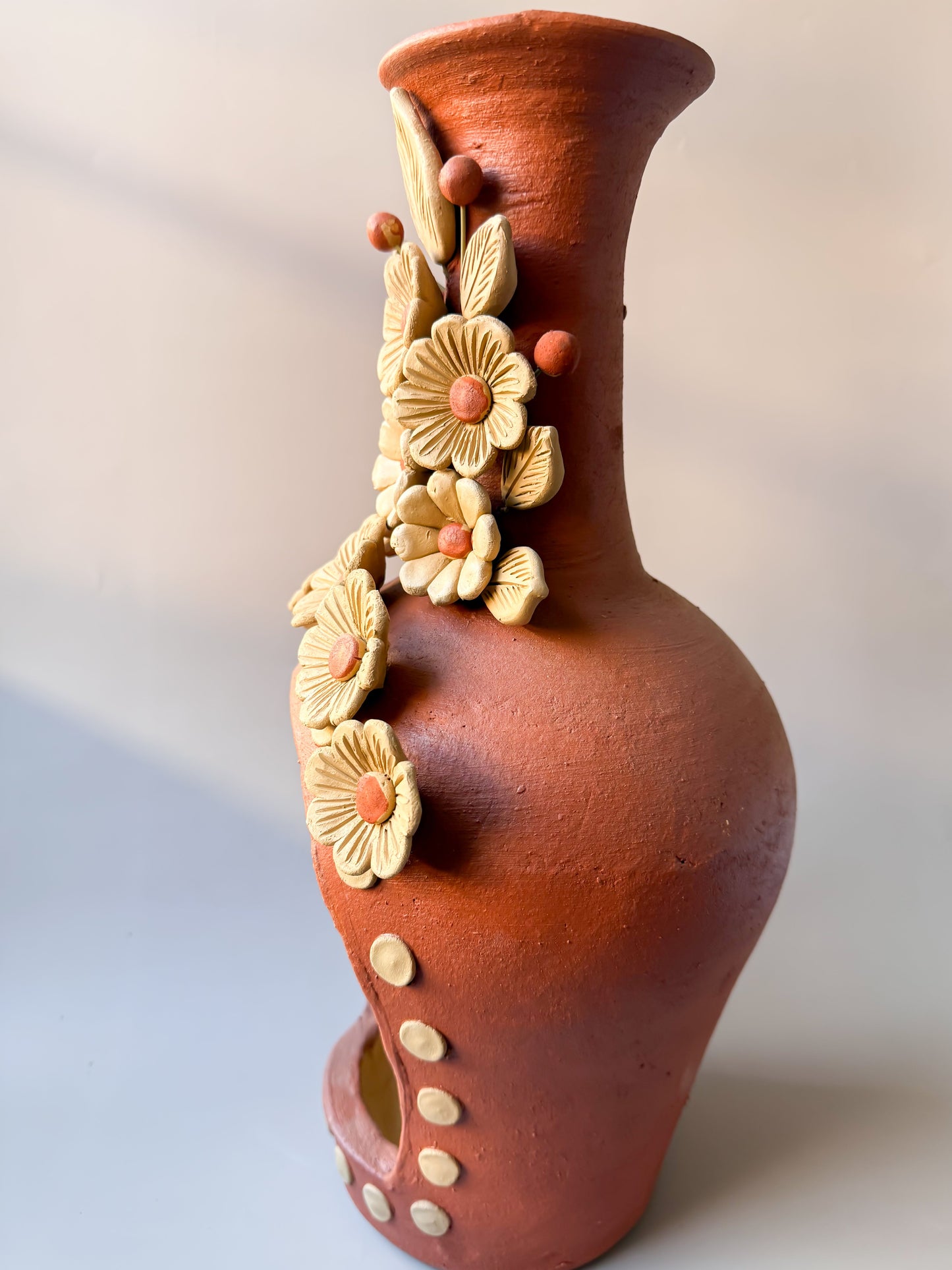 Colores Oaxaca Pottery Large 16" Chimenea Barro Bordado Chimney