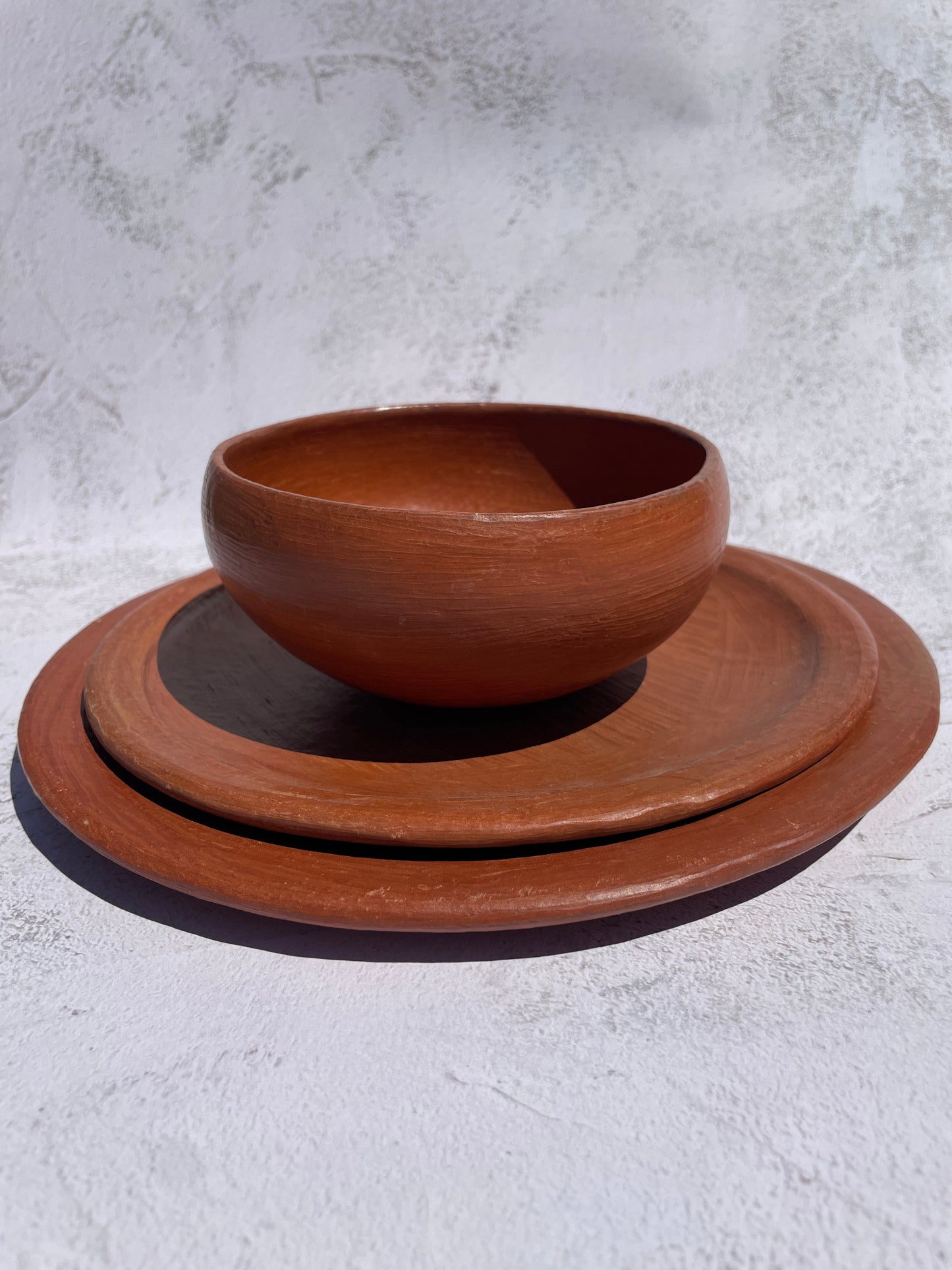 Oaxaca Red Clay Pottery 4Pc Set Plates And Clay Bowls Mexican Red Clay Pottery  San Marcos Tlapazola Red Clay Pottery Plato Barro