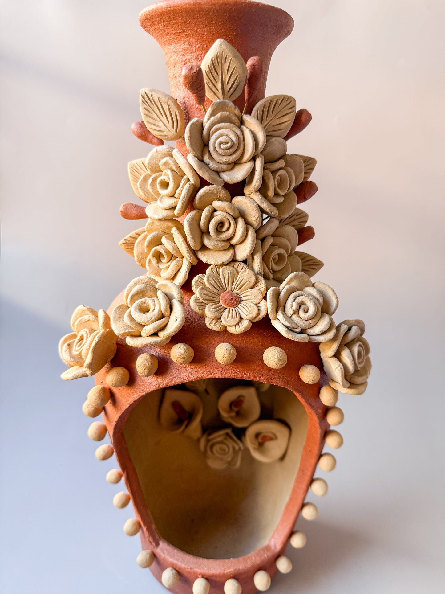 Colores Oaxaca Pottery Large 16" Chimenea Barro Bordado Chimney