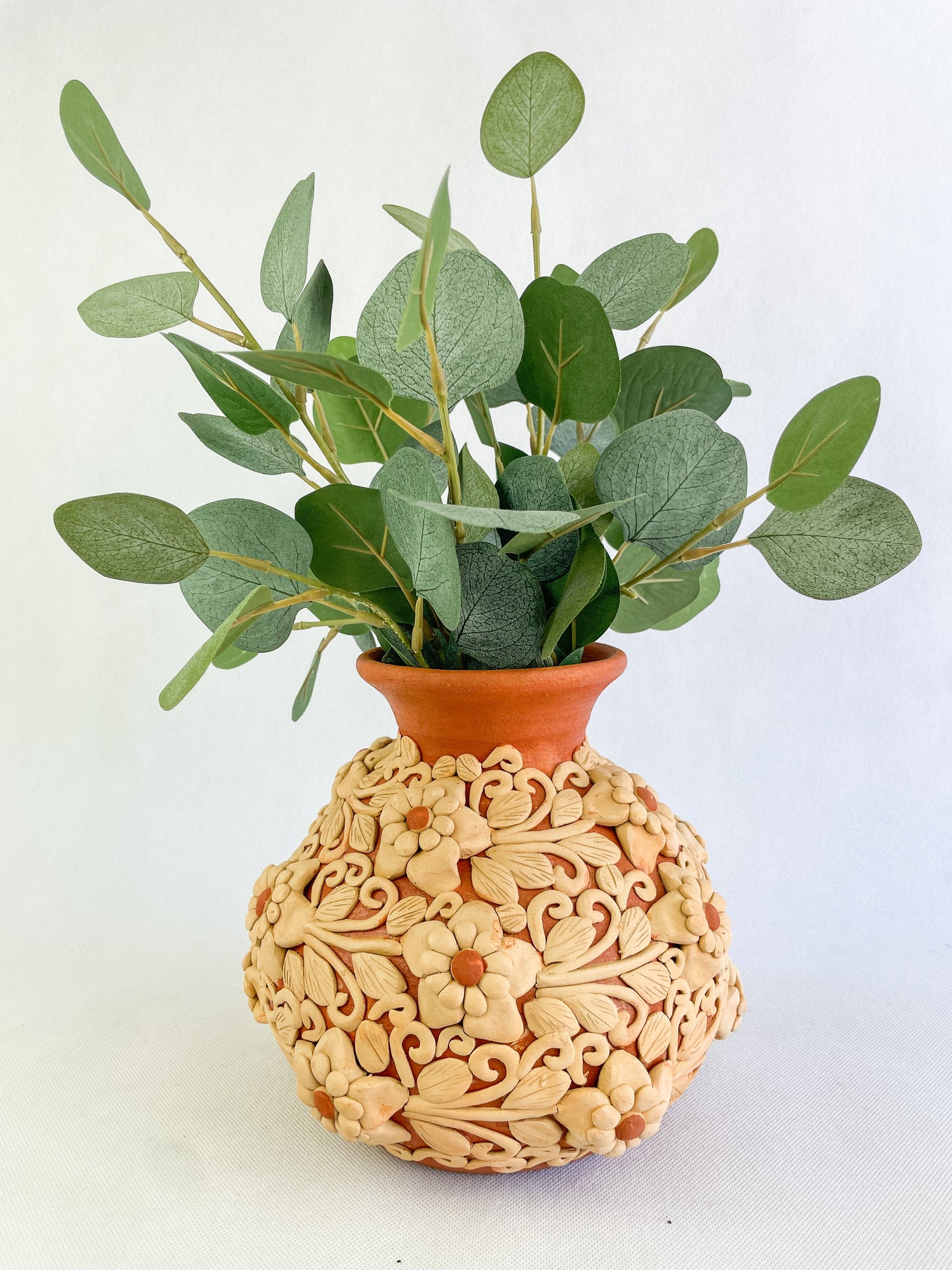Oaxaca Pottery Mexican Vase Clay Embroidery