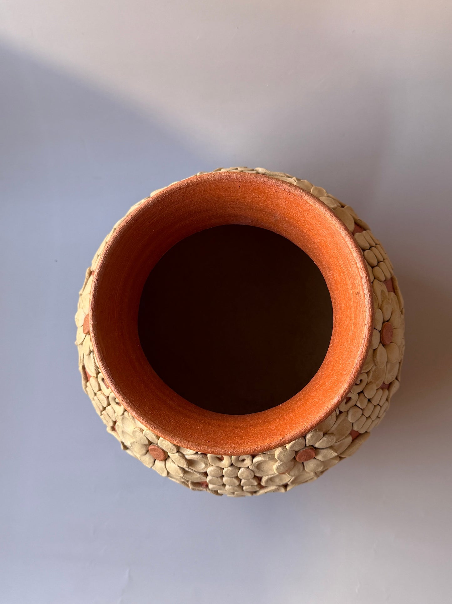 Oaxaca Pottery Clay Embroidery Round Vase