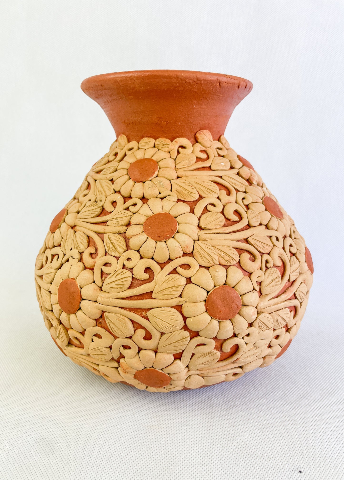 Oaxaca Pottery Mexican Vase Clay Embroidery