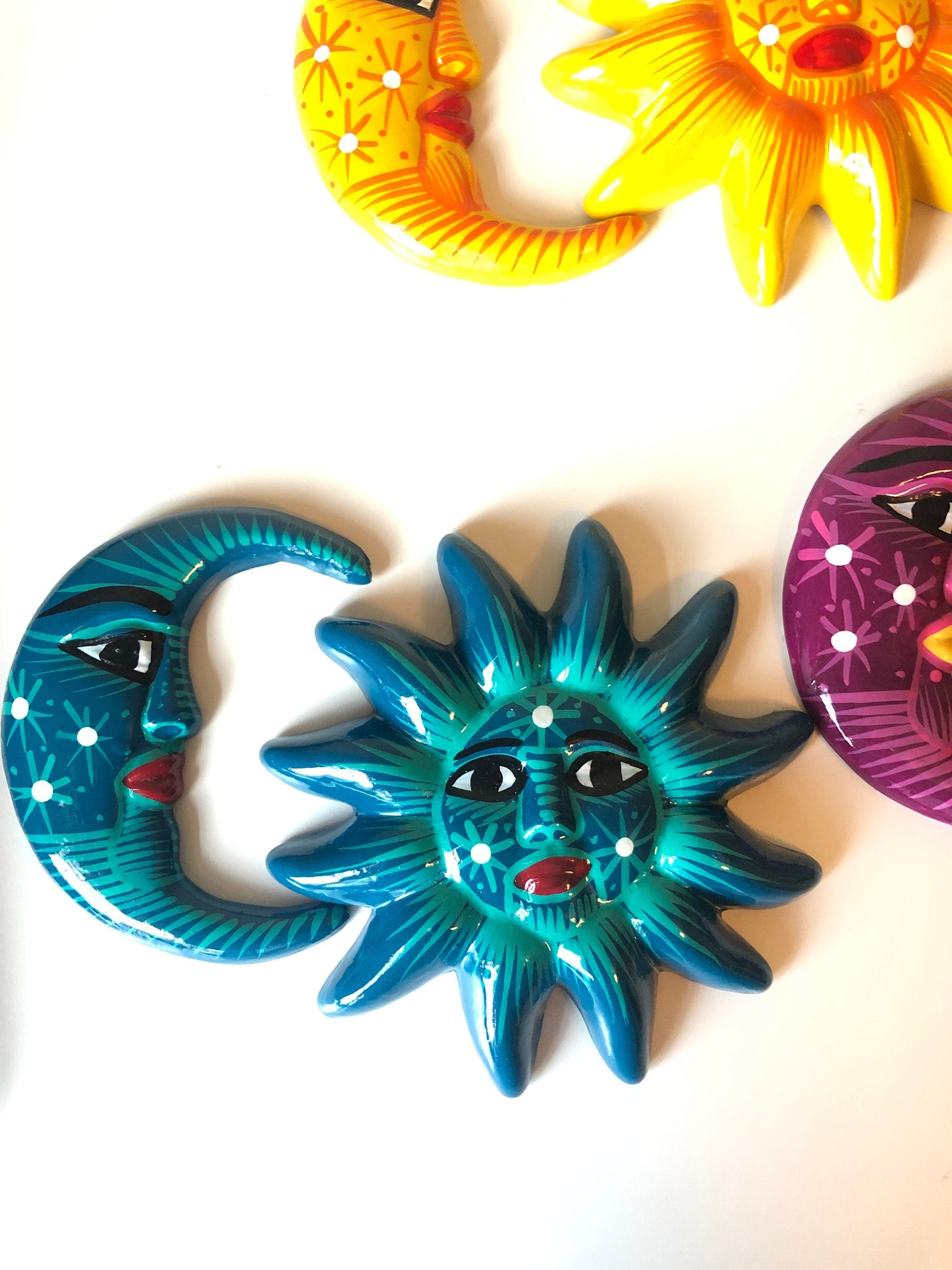 Mini sun moon mexican ceramic garden outside decoration