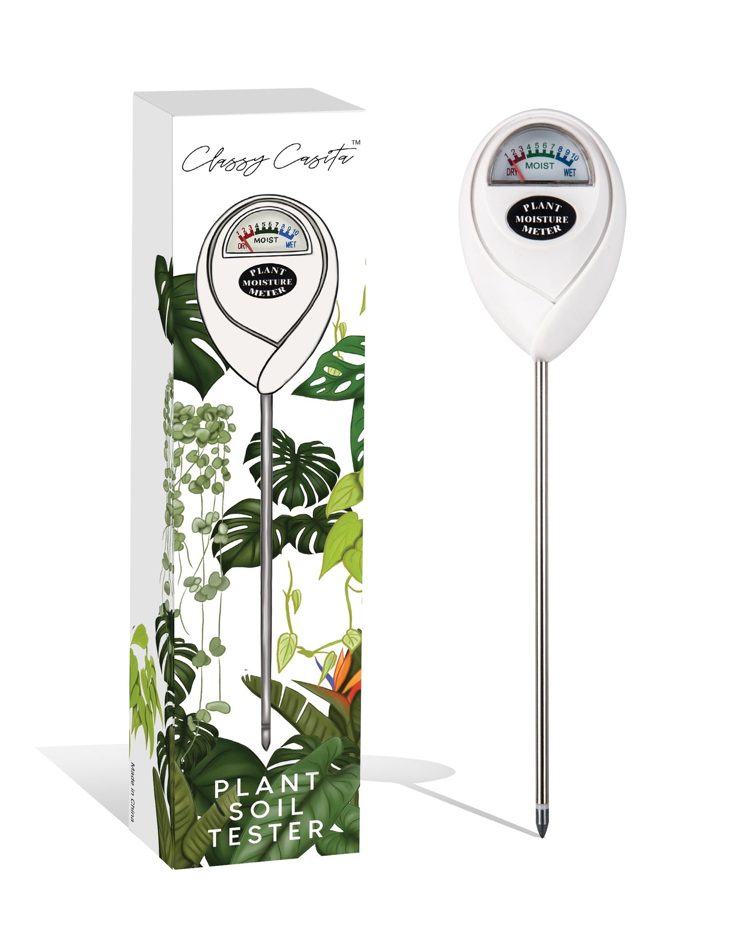 Classy Casita 3-in-1 Garden Soil Tester- Three Way Plant Soil Test Kit to  Measure Soil Moisture, pH-Value, and Sunlight, Indoor and Outdoor Measuring  Tool for House, Garden, Lawn,& Farm, White.